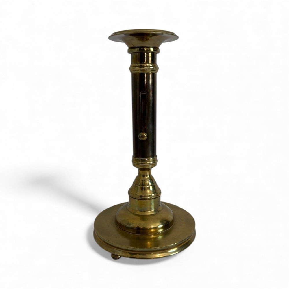 Vintage Brass Candlestick Holder Dark Pillar Accent Push Up Adjustable Candle‎